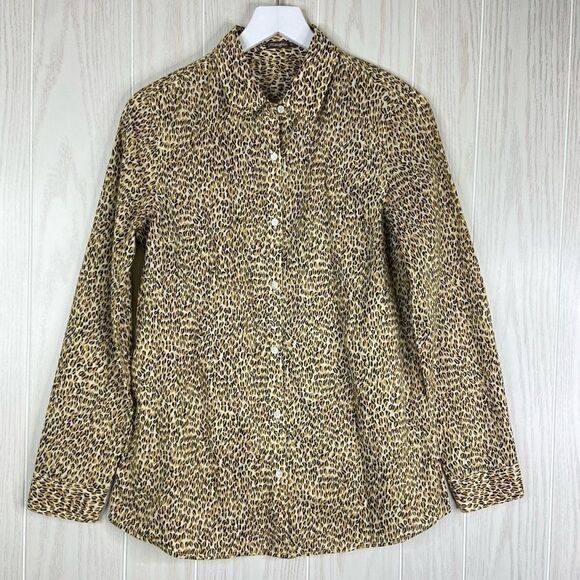 J. McLaughlin Womens Multicolor Leopard Print Long Sleeve Button Up Shirt Medium - Picture 2 of 6